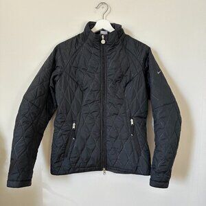 Vintage Nike Quilted Jacket Black Full Zip Y2K Swoosh Lightweight Coat Size M